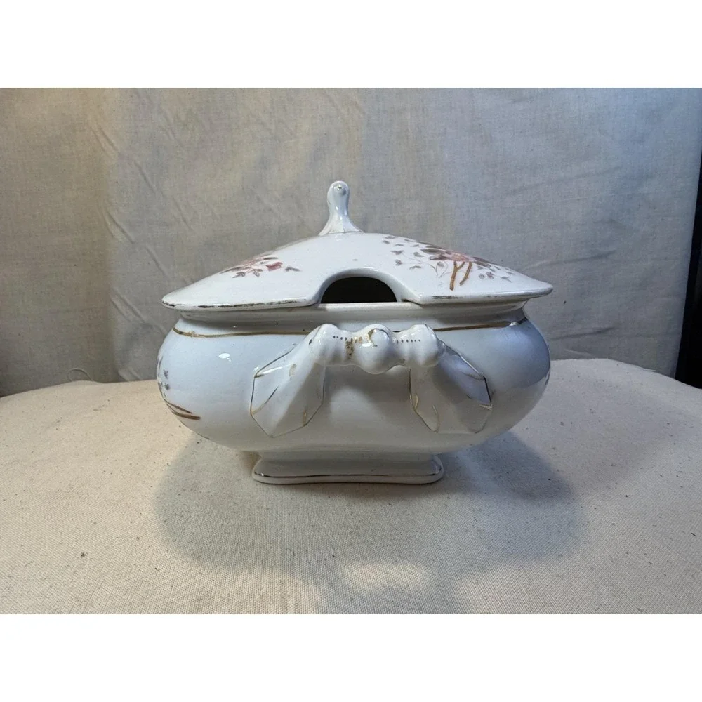 Antique Marx & Gutherz Carlsbad Covered Tureen Floral Porcelain Bohemia